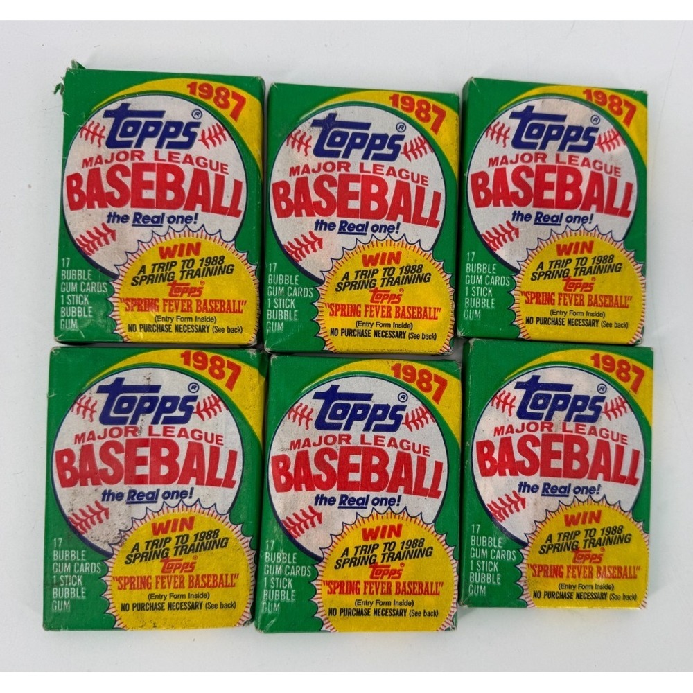 Topps 1987 Major League Baseball Bubble Gum Card Wax Pack Factory Sealed 6 Packs
